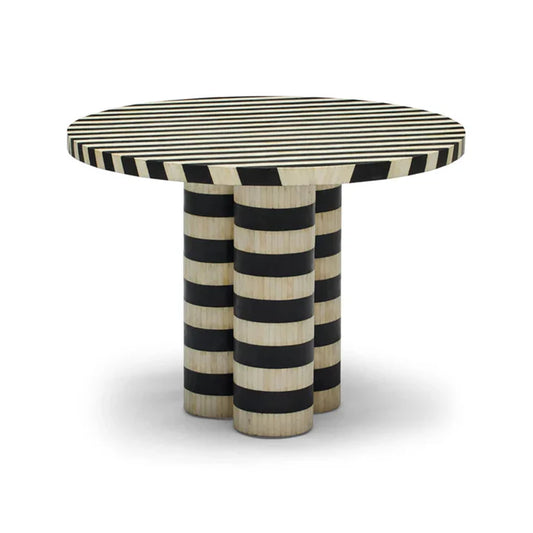 Bone Inlay Dining Table : Stripe : Black & White by ashborn furniture