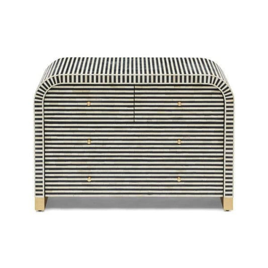 stripe black chest of drawer in bone inlay by Ashborn furniture