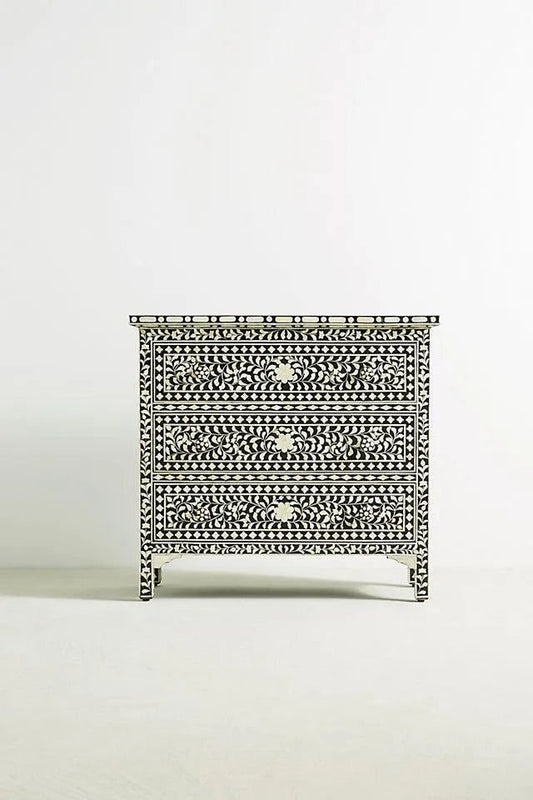 fleur chest of drawers in bone inlay by Ashborn furniture