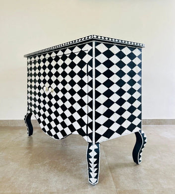 checkered chest of drawers in bone inlay by Ashborn furniture | Image 2