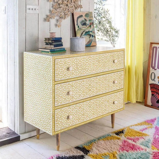 Jaipur  chest of drawers in bone inlay by Ashborn furniture