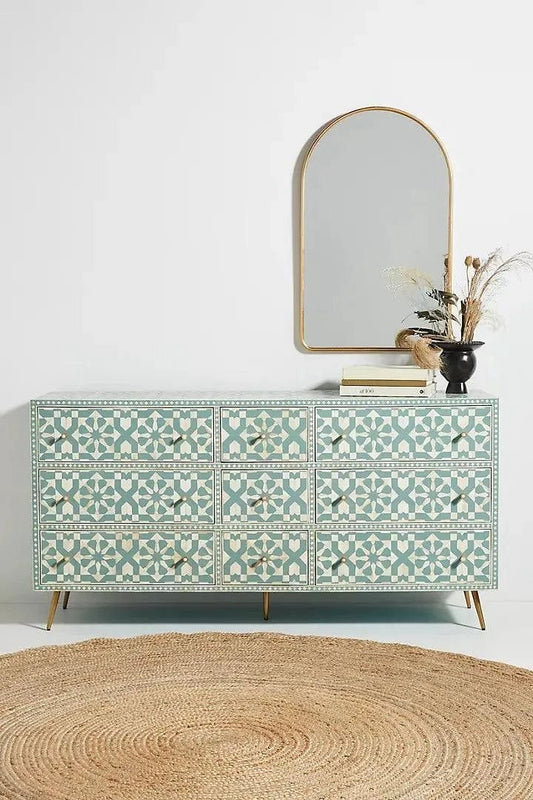 moroccan Nine Bone inlay chest of drawer by Ashborn furniture