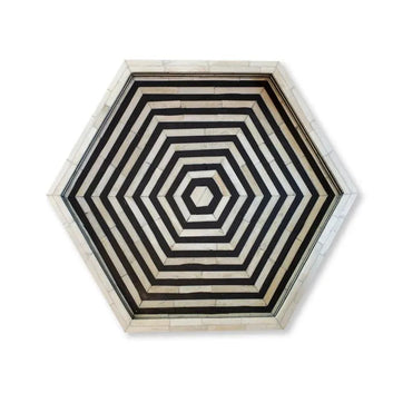 BONE INLAY HEXAGON TRAY - BLACK By Ashborn furniture | Image 2
