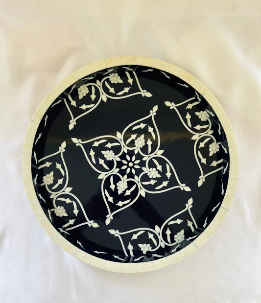 Ivory Orbit Bone Inlay Tray by Ashborn furniture