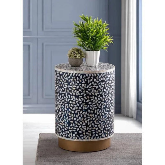 Megois handmade block end table mother of pearl       by Ashborn Furniture