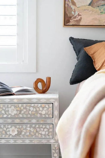 tranquil Haven Bedside tabel in mother of pearl       by Ashborn Furniture | Image 2