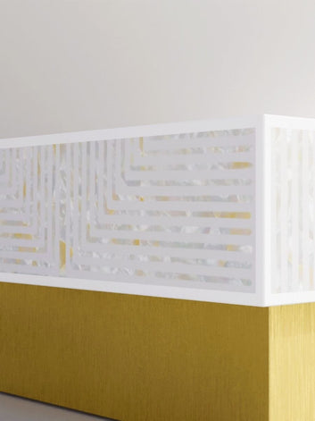 White Harmony striped mother of pearl inlay rectangular coffee table   by Ashborn furniture | Image 2