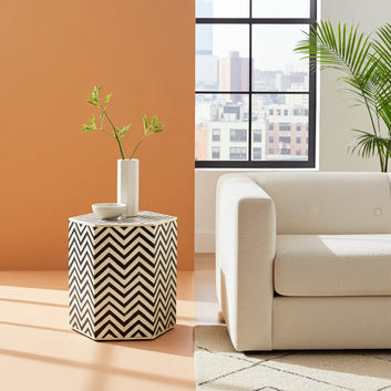 zig zag pattern bone inlay side table | Image 2