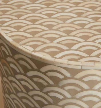 fish scale pattern boneinlay side table by Ashborn | Image 2