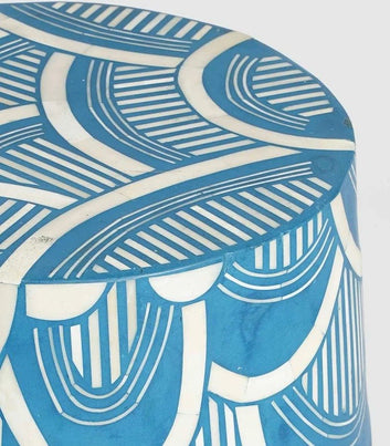blue bird bone inlay side table By Ashborn furniture | Image 2
