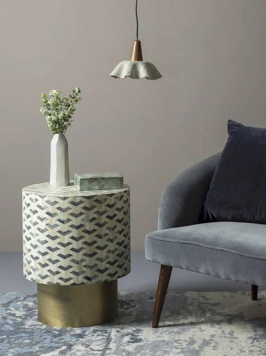 Artisan bone inlay side table by Ashborn furniture
