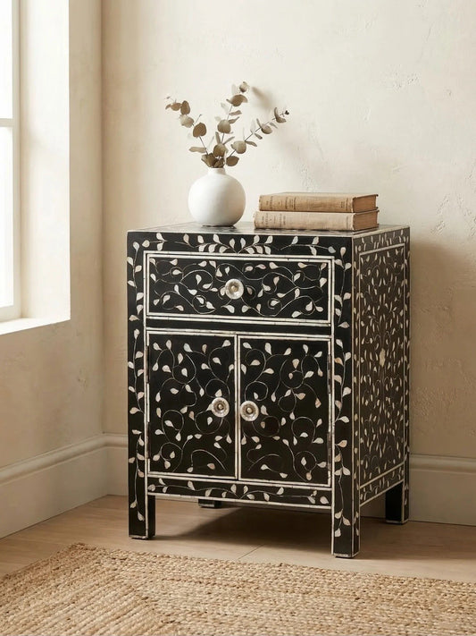 Luna mother of pearl side table by Ashborn furniture