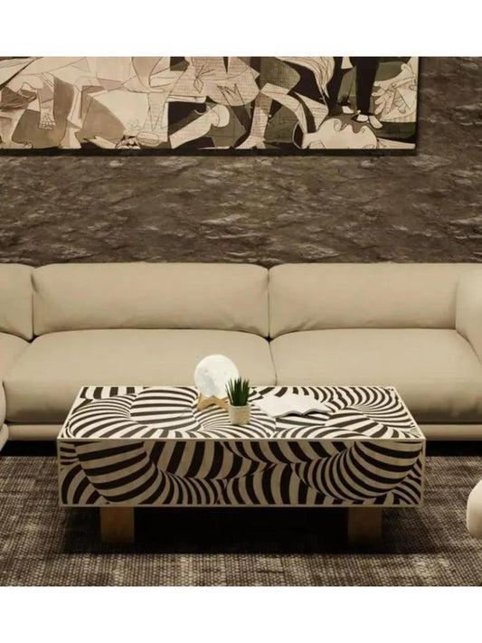 zebra pattern bone inlay coffee table By  Ashborn furniture