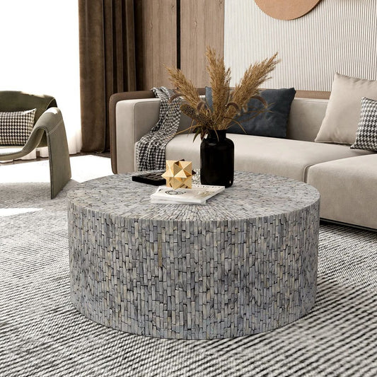 glossy mother of pearl coffee table by Ashborn furniture