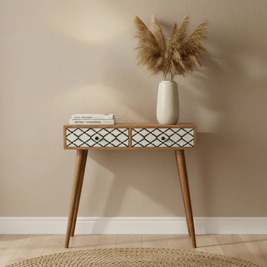diamond bone inlay console table