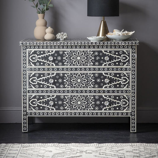 Legacy bone inlay chest of drawer by Ashborn furniture