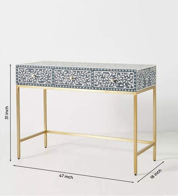 Floral pattern bone inlay dressing table by Ashborn furniture | Image 2