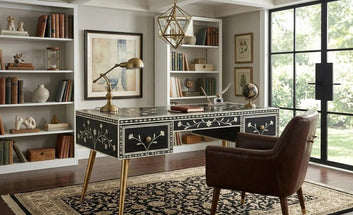 Prestige study table bone inlay by Ashborn furniture | Image 2