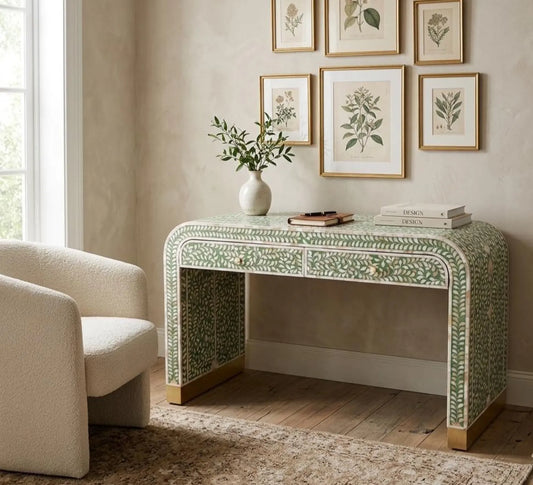 Floral mother of pearl study table by Ashborn furniture