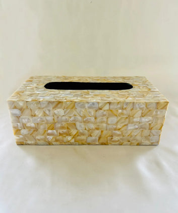 Golden Marble Tissue Box In Mother of Pearl By Ashborn furniture | Image 2