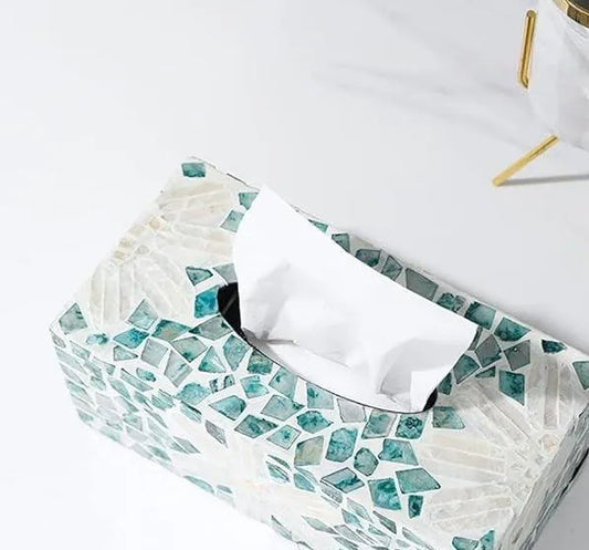 Breezy Blue Diamond Tissue box by Ashborn furniture