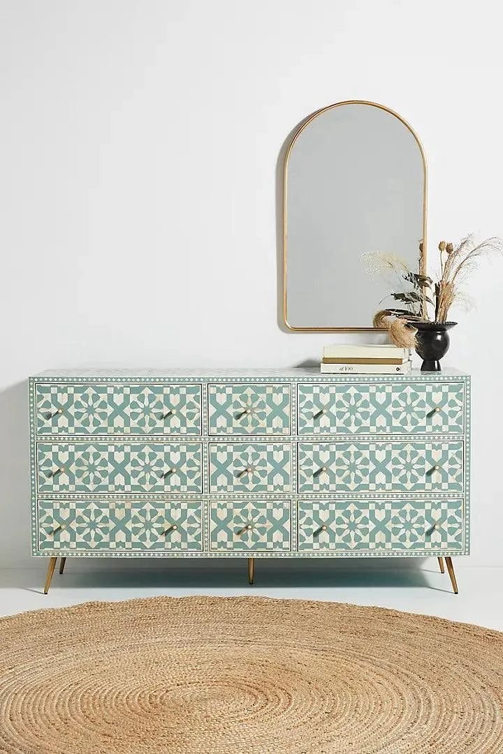 Jodha furniture moroccan Nine Bone inlay chest of drawer