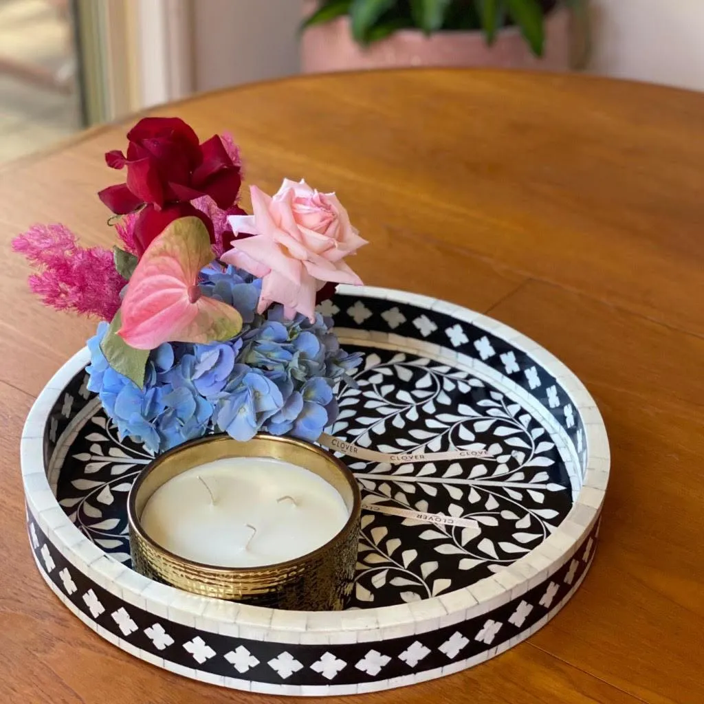 Jodha Furniture Ziedas Tray In Bone Inlay