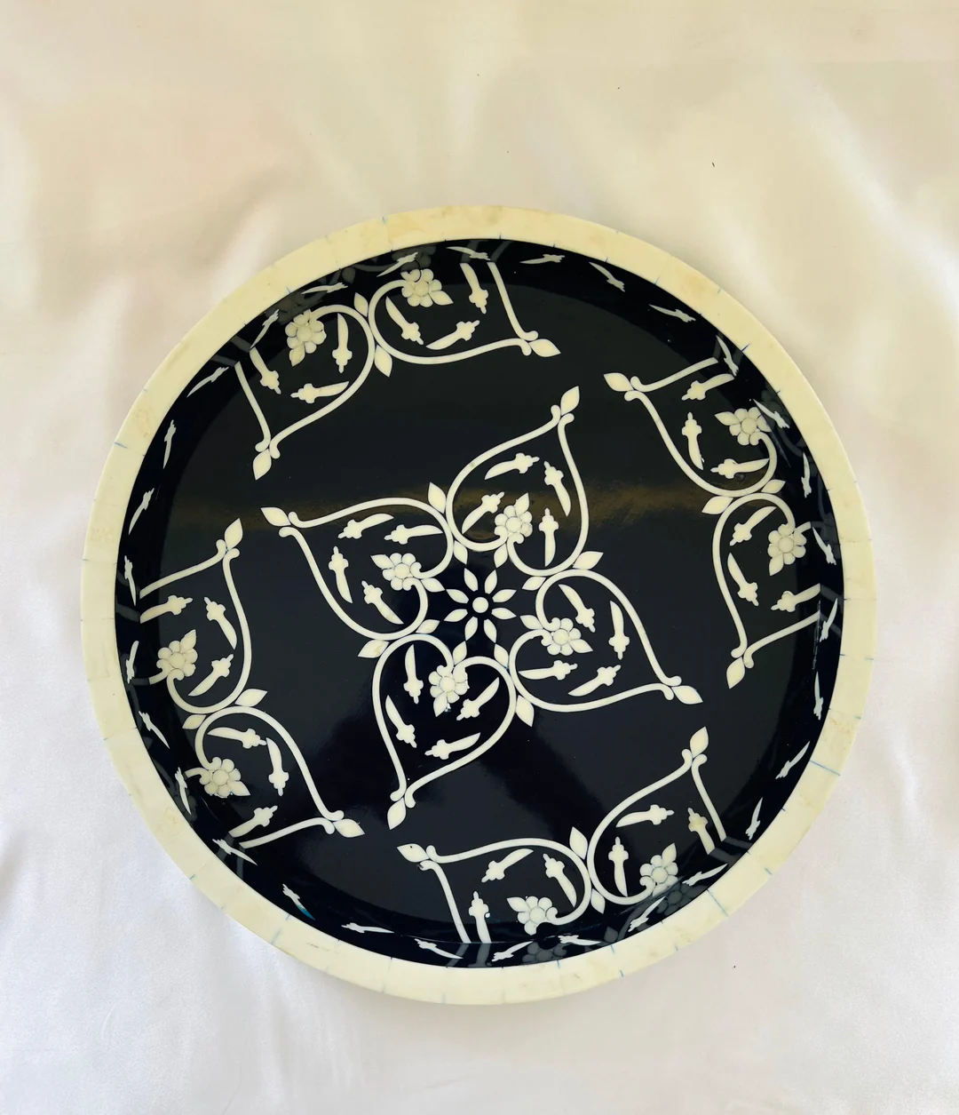 Jodha Furniture Ivory Orbit Bone Inlay Tray