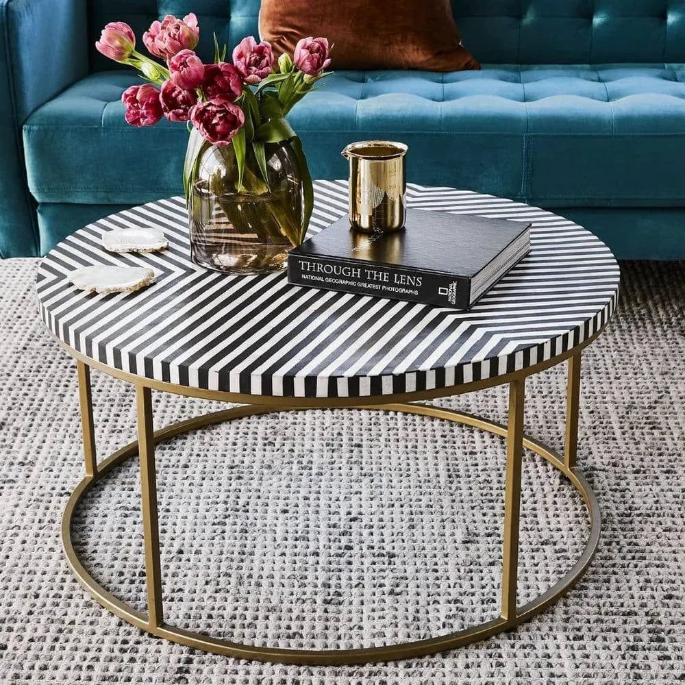 JODHA FURNITURE ARIA COFFEE TABLE IN BONE INLAY        BY ASHBORN FURNITURE