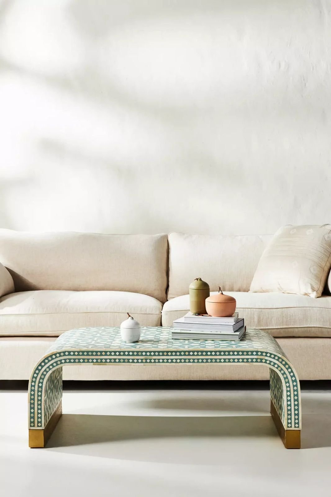 Jodha Furniture Marrakech Bone inlay waterfall coffeetable in seagreen            by Ashborn Furniture