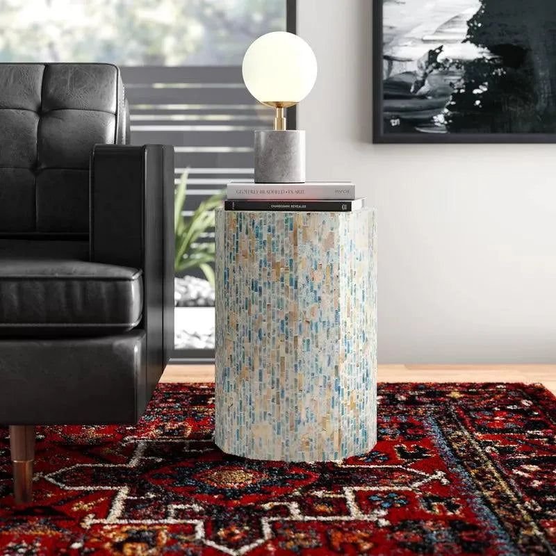 Jodha furniture arsenault Blue mother of pearl hand made side table