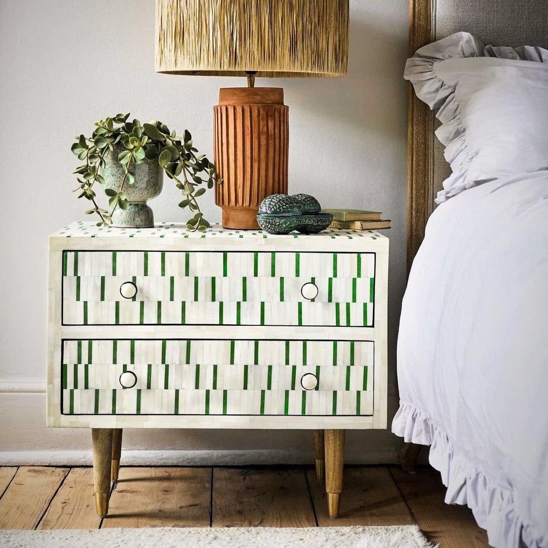 Jodha Furniture Dash Bone inlay Bed side table      by Ashborn Furniture