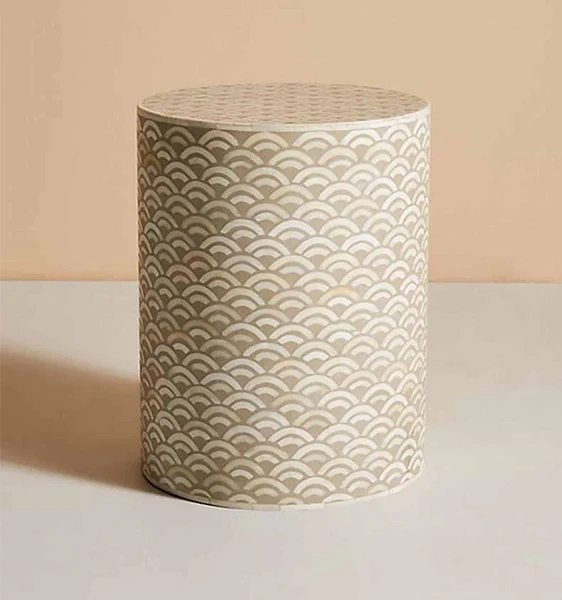 Jodha furniture fish scale pattern boneinlay side table by Ashborn