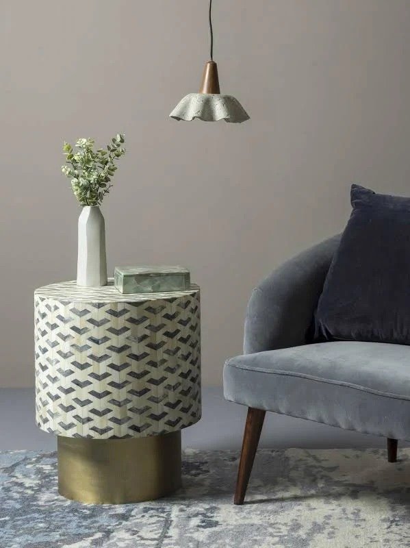 Jodha furniture Artisan bone inlay side table by Ashborn furniture