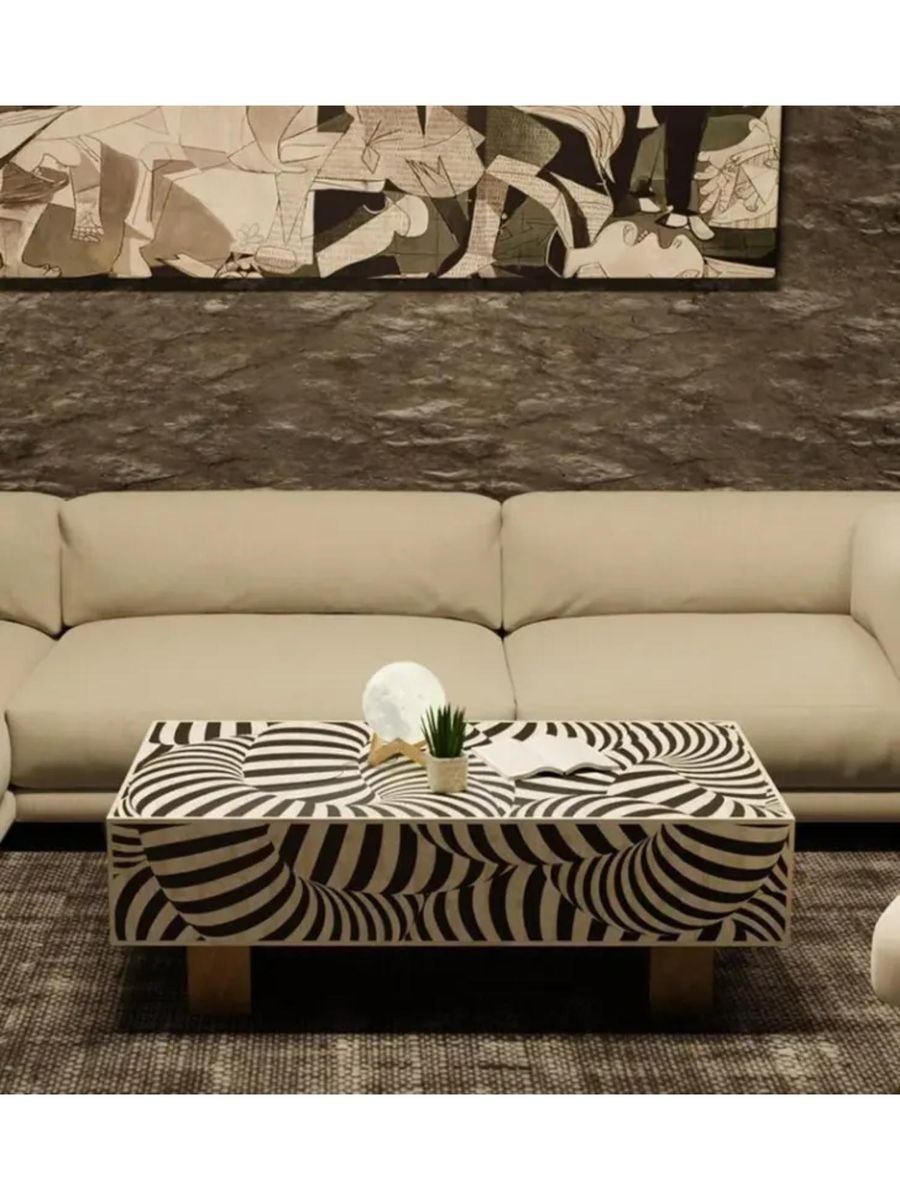 zebra pattern bone inlay coffee table By  Ashborn furniture