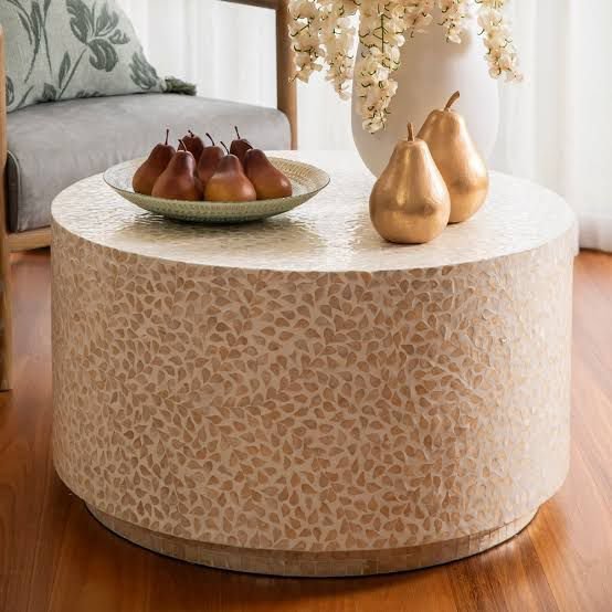 leaf pattern mother of pearl coffee table by Ashborn furniture