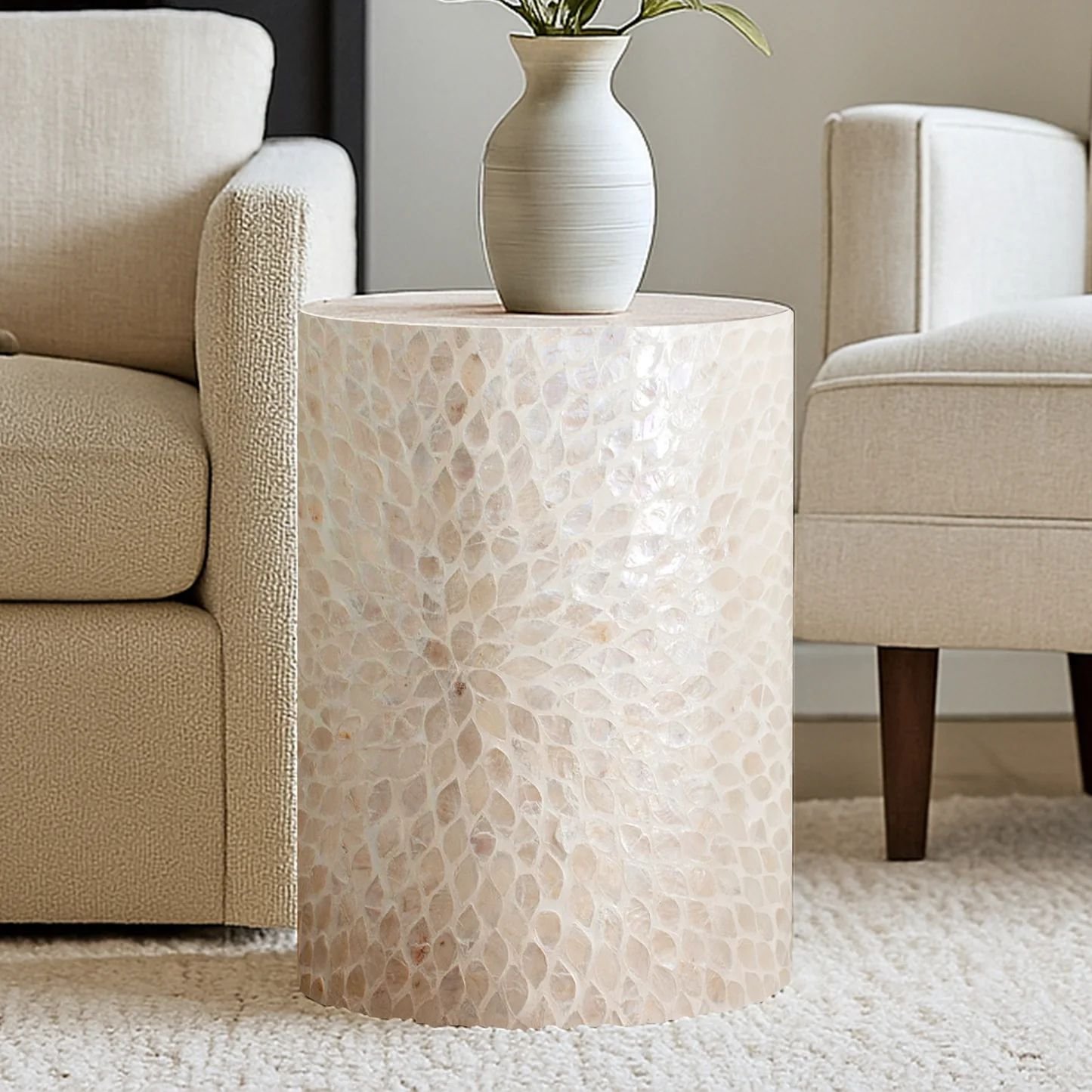 Ivory mother of pearl side table by Ashborn furniture
