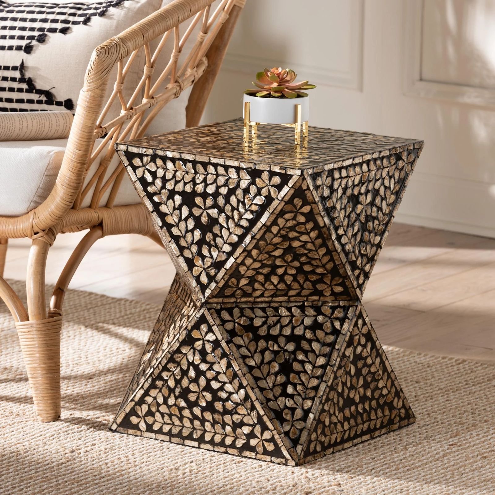 Petal Luxe mother of pearl side table