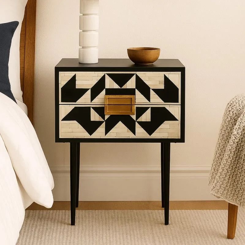 Hexa bone inlay side table by ashborn furniture
