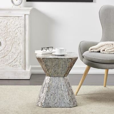 Triangular mother of pearl side table by Ashborn furniture