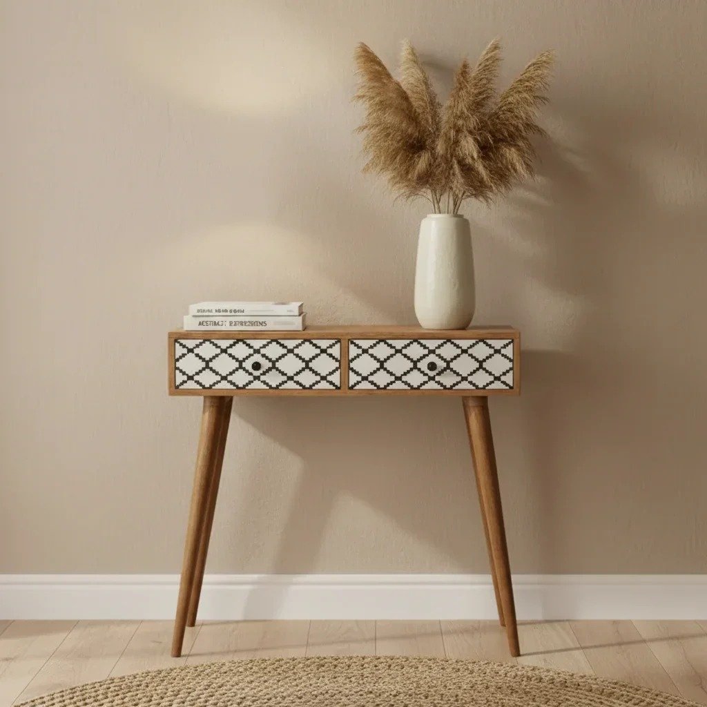 diamond bone inlay console table