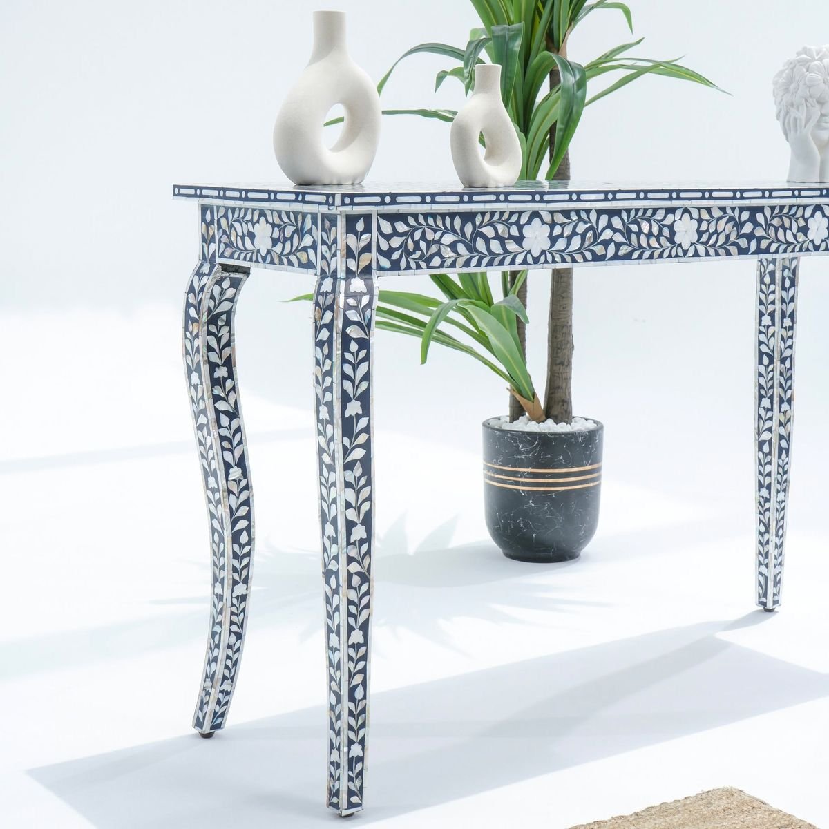 seina bone inlay console table By Ashborn furniture