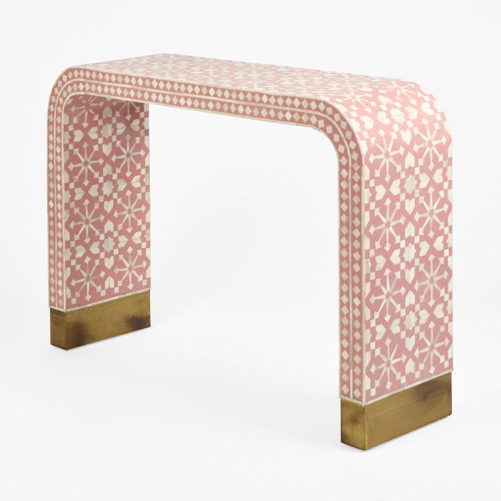 Moroccan Bone inlay console table in pink
