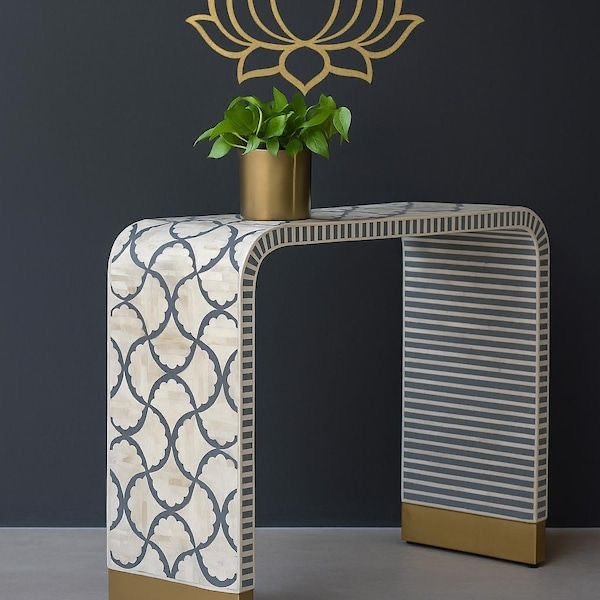 Riviera bone inlay console table By Ashborn furniture