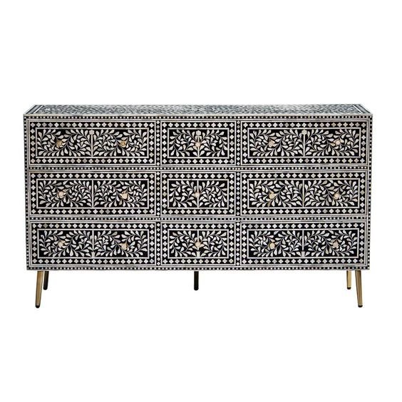 Jaipur bone inlay chest of drawer By Ashborn furniture