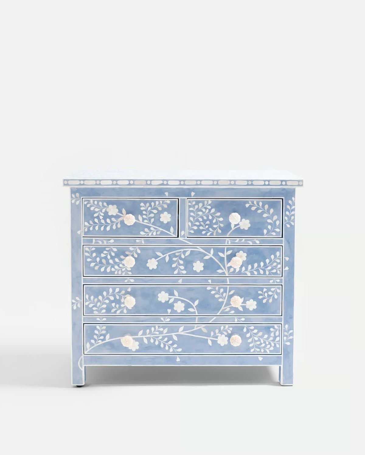 Floral symphony bone inlay chest of drawer by Ashborn furniture
