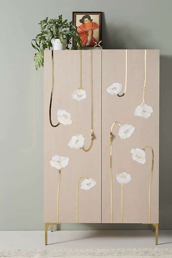 bloom bone inlay bar cabinet by Ashborn furniture