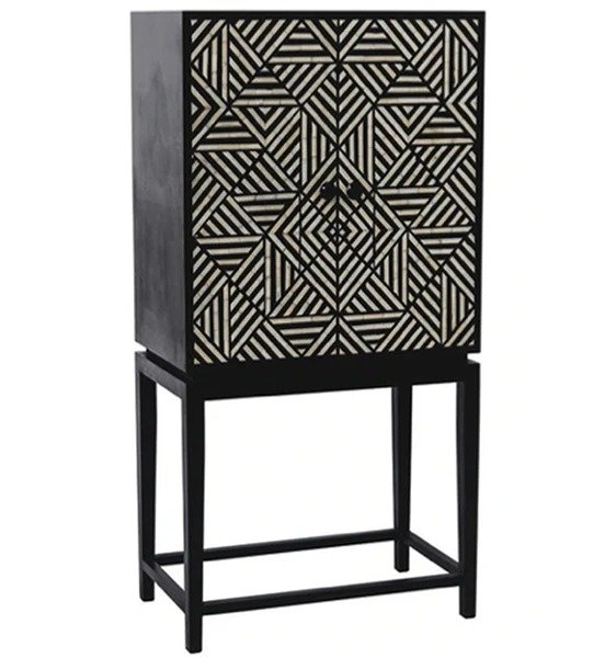 Mosaic bone inlay bar cabinet by Ashborn furniture