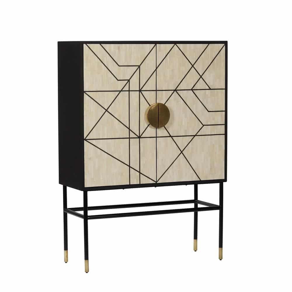 opulent bone inlay bar cabinet by Ashborn furniture