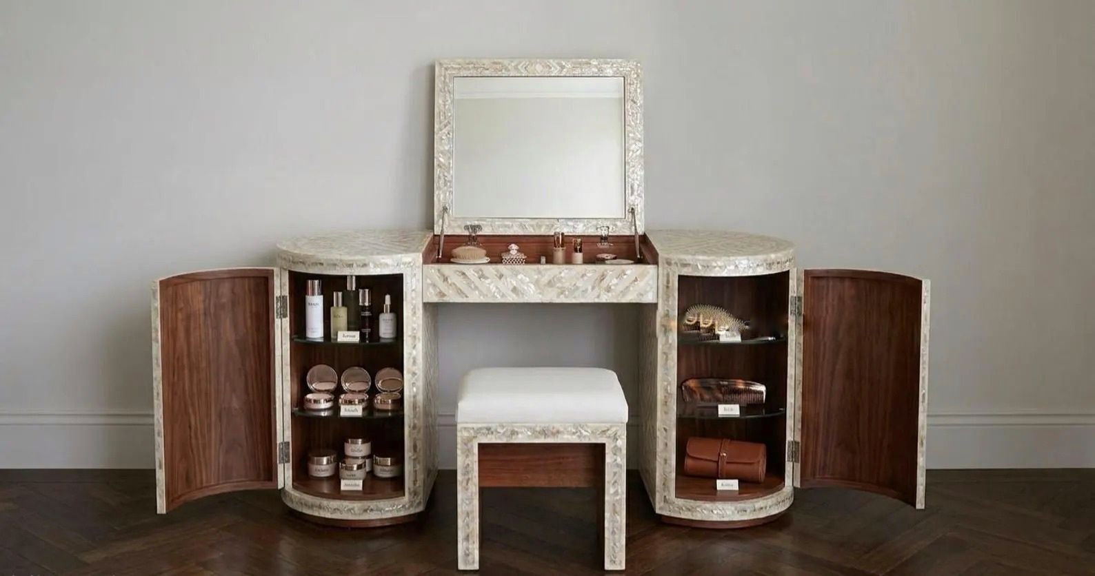 Pearl Heaven mother of pearl dressing table by Ashborn furniture